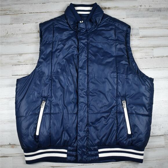 Izod navy blue full zip snap sleeveless puffer vest w/ pockets Men's size XXL - Picture 1 of 7